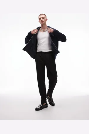 Topman Premium taper wool mix tux suit trouser with elasticated waist in