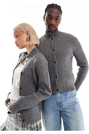 Reclaimed Unisex ribbed knit high neck buttoned jumper