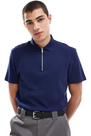 ASOS Waffle polo with zip in