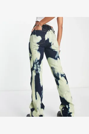 COLLUSION Straight leg jean in yellow tie dye