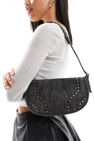 ONLY Stud detail denim handbag in washed