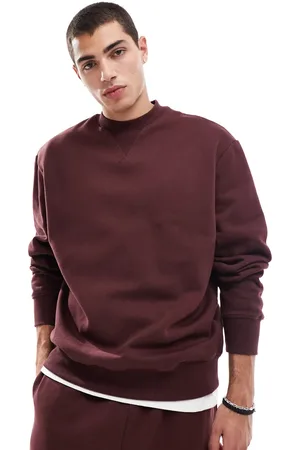 ASOS Premium heavyweight oversized sweatshirt 400gsm in burgundy