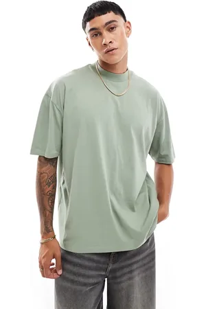 ASOS Essential oversized high neck t-shirt in mid