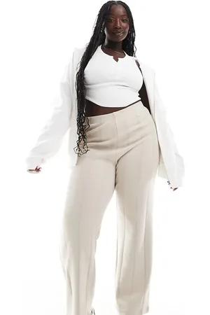 ASOS ASOS DESIGN Curve supersoft wide rib jogger in warm cream