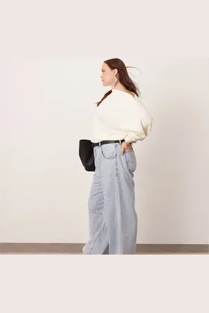 ASOS Curve sydney denim barrel leg jean in bleach wash