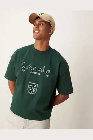 ASOS Oversized boxy t-shirt in heavyweight 300gsm pine with city chest embroidery