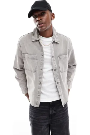Pull&Bear Denim acid washed overshirt in