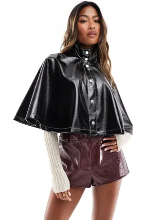 ASOS High shine leather look cape jacket in