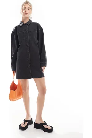 ASOS Denim mini shirt dress in washed