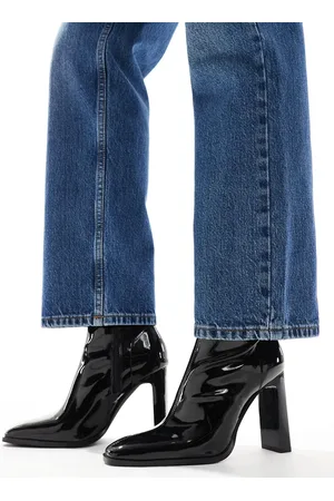 ASOS Eloise high block heeled boots in crinkle patent