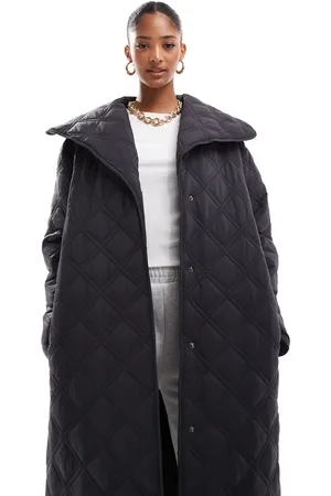 ASOS Waterfall collar double stitch quilt longline coat in