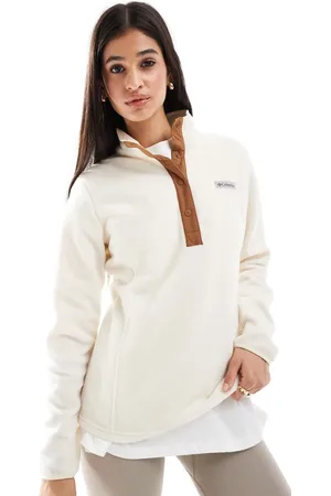 Columbia Benton Springs II half snap pull over fleece in chalk and camel brown
