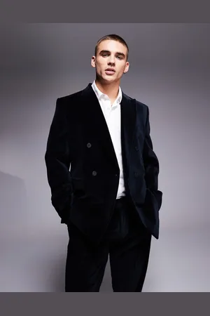 ASOS Slim double breasted suit jacket in cotton velvet