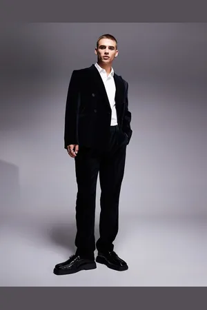 ASOS Slim pleat front suit trousers in cotton velvet