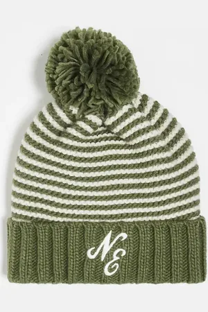 New Era Logo stripe beanie in khaki