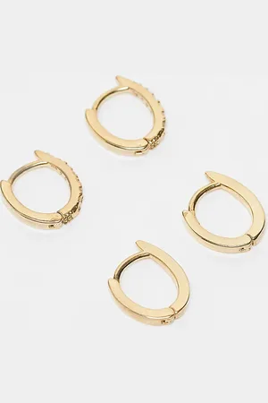 Accessorize Z Collection 2 pack small pave hoops in plated