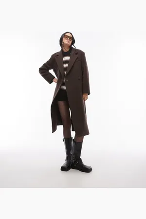 & OTHER STORIES Wool blend oversized midi length coat with asymmetric button detail in dark
