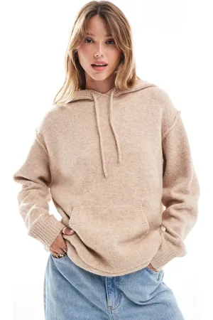 ASOS Knitted oversized hoodie in stone