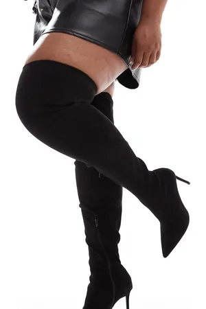 ASOS Curve Kathryn high-heeled over the knee boots in micro