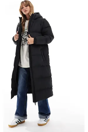 Brave Soul Hooded maxi padded jacket with detachable sleeves in