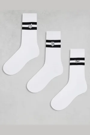 ASOS 3 pack socks with hand symbols in with black stripes