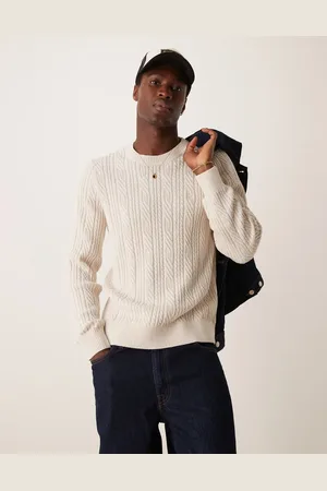 Abercrombie & Fitch Cable knit merino jumper in beige
