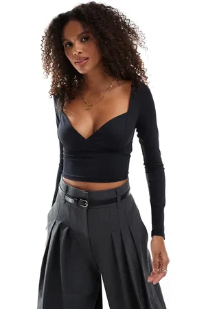 Stradivarius Deep v long sleeve top in