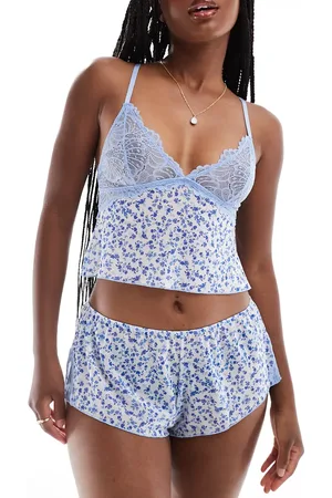 ASOS Mesh and lace cami pyjama set in ditsy print