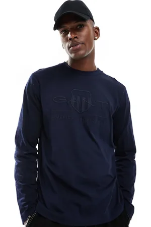 GANT Embossed tonal shield logo long sleeve t-shirt in