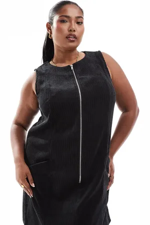 ASOS ASOS DESIGN Curve cord mini zip through dress in