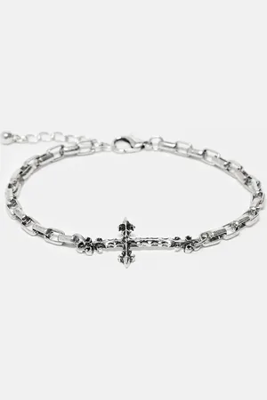 Reclaimed Unisex chain bracelet with skinny cross in