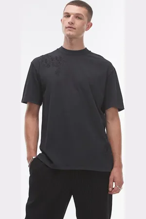 Topman Oversized fit t-shirt with floral embroidery in washed