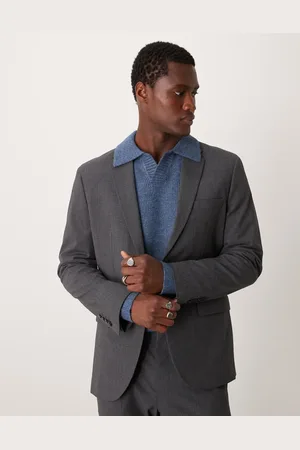 MANGO Regular fit double breasted herringbone blazer co-ord in