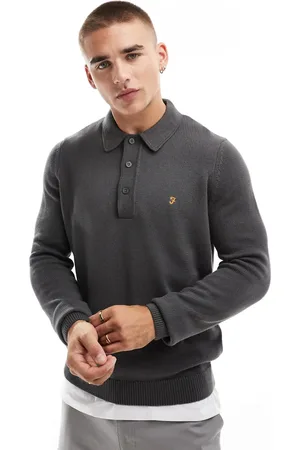 Farah Hamlet kitted longsleeve polo in
