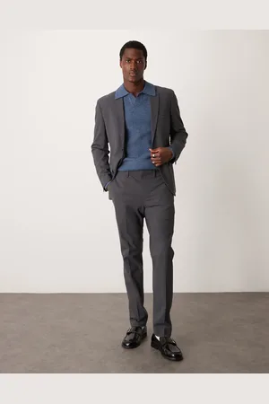 MANGO Straight leg herringbone trouser co-ord in