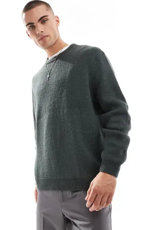 ASOS Oversized brushed knitted jumper in charcoal