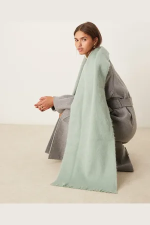 ASOS Wool mix scarf with frayed edge in green