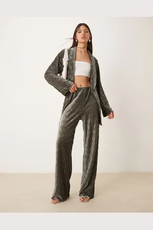Y.A.S High waisted textured velvet trousers co-ord in ink