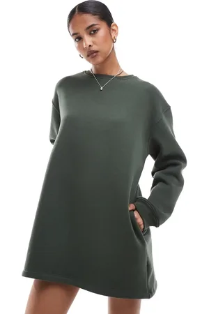 ASOS Oversized mini sweat dress in khaki
