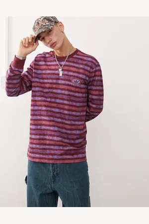 adidas Long sleeve striped t-shirt in burgundy and blue