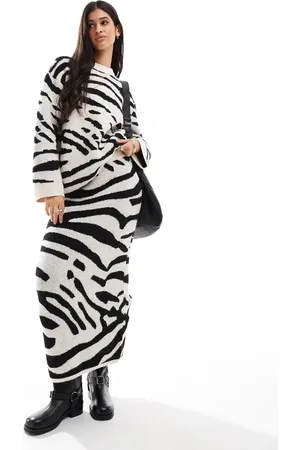 ASOS Knitted maxi skirt co-ord in zebra