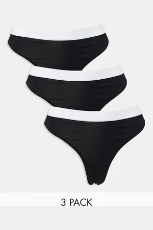 ASOS Lillie 3 pack cotton thong with waistband in