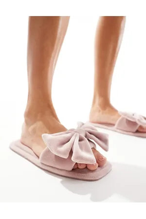 ASOS Zada bow detail mule slippers in
