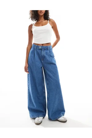 ASOS Super wide leg jeans with pleat in mid