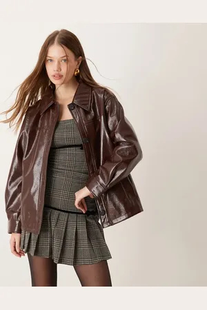ASOS High shine cracked leather look co-ord jacket in