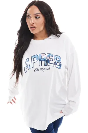 ASOS ASOS DESIGN Curve long sleeve skater tee with Apres print in