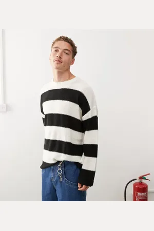 Reclaimed Unisex distressed jumper in mono stripe