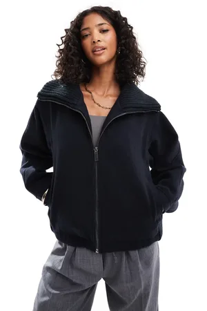 ASOS Knit collar short coat in navy