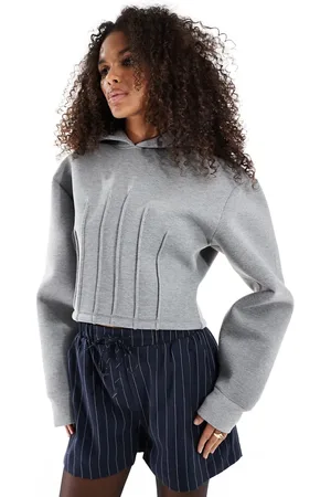 ASOS Scuba corset waist hoodie with seam detail in marl