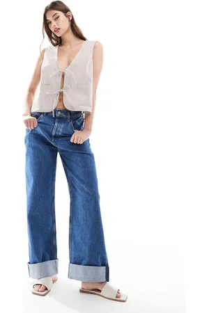 ASOS Loose jeans with deep turn up cuff in mid